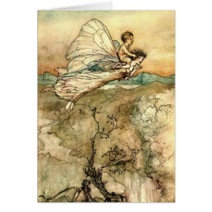 Cartão Arthur Rackham's Faeries em voo