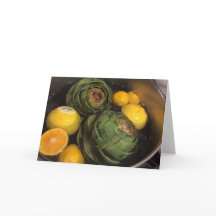 Artichokes & Recipe on Folded Greeting Card