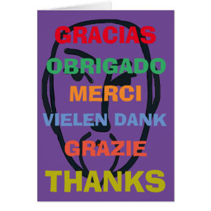 Cartão Artist, Gratitude in several languages,  edit text