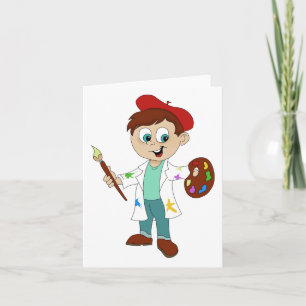 Cartão Artista de Desenho Animado Pintor Genérico Qualque