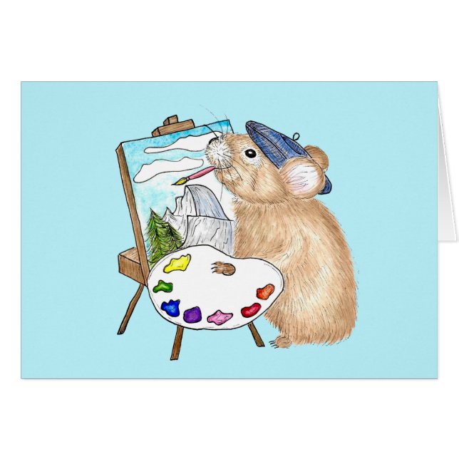 Cartão Artista Whimsic Pika Painting Yosemite (Frente Horizontal)