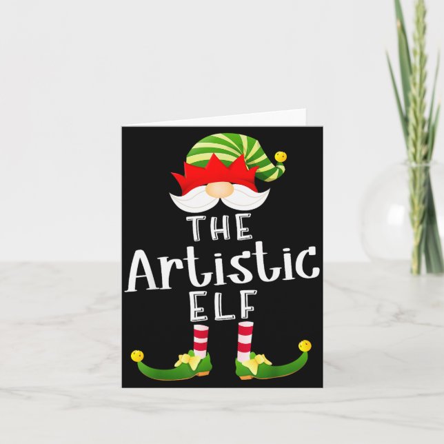 Cartão Artistic Elf Group Christmas Funny Pajama Party  (Frente)