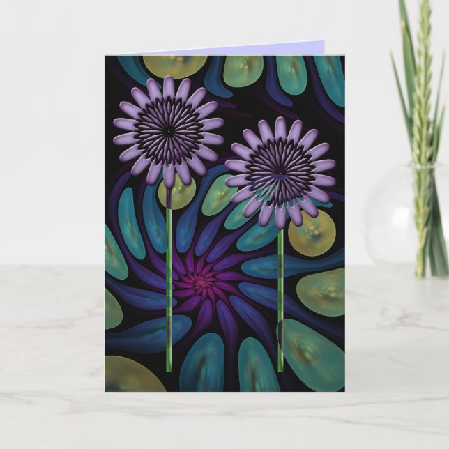 Cartão Artistic floral birthday card with text (Frente)