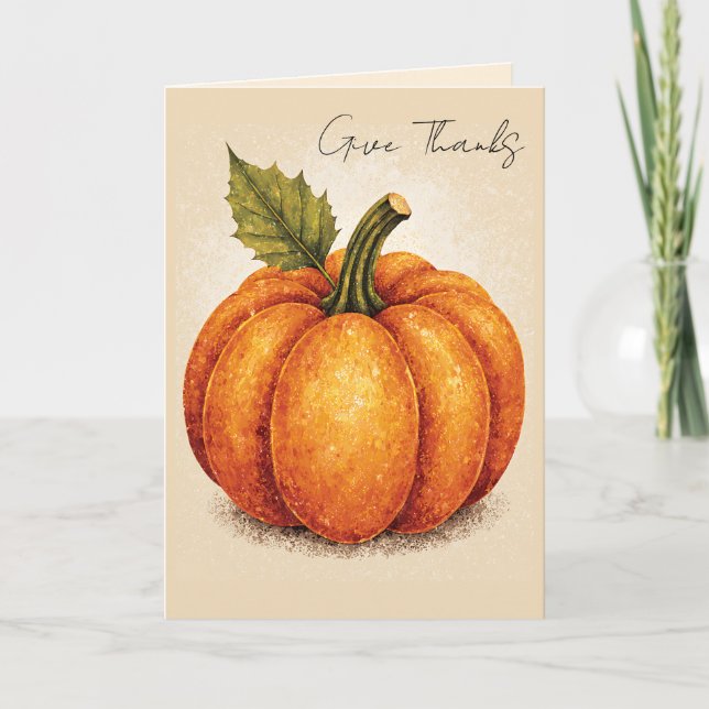 Cartão Artistic Grain Thanksgiving Pumpkin (Frente)