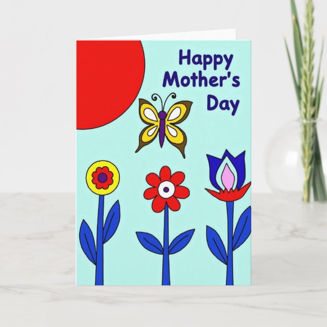 Cartão Artístico de Flores para o Dia das Mães (Frente)