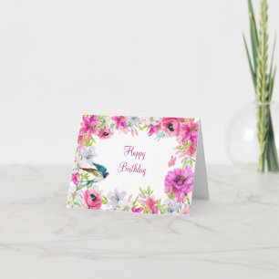 Cartão Artístico floral cor de rosa