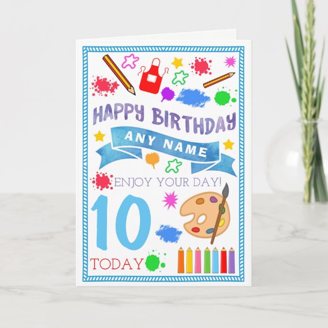 Cartão Arts & Crafts Painting Personalised Birthday Card (Frente)
