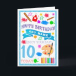 Cartão Arts & Crafts Painting Personalised Birthday Card<br><div class="desc">Personalise this card with your own message,  along with the recipients name & age using the easy template. 
As you choose the text then this greetings card can be customized for any occasion!
Please check my shop for matching Thank you cards,  envelopes,  invitations & coordinating party supplies!</div>