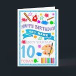 Cartão Arts & Crafts Painting Personalised Birthday Card<br><div class="desc">Personalise this card with your own message,  along with the recipients name & age using the easy template. 
As you choose the text then this greetings card can be customized for any occasion!
Please check my shop for matching Thank you cards,  envelopes,  invitations & coordinating party supplies!</div>