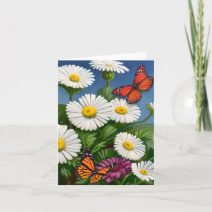 Cartão Artsy Divertimento Daisies E Borboletas