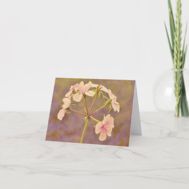 Cartão Artsy Geranium Bunch do Jardim de Gertie (Frente)