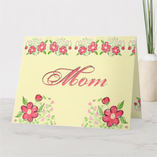 Cartão Artsy Rosa e Amarelo Floral