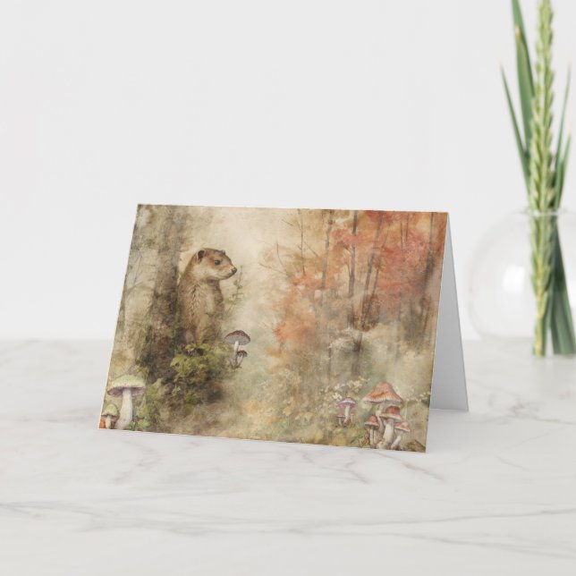 Cartão Artsy Woodland Animais Selvagens Outras Saudações (Frente)