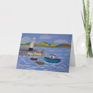 Cartão Arty St.Ive harbour birthday card add text