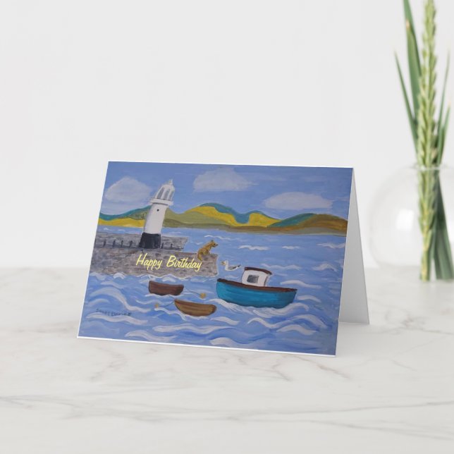 Cartão Arty St.Ive harbour birthday card add text (Frente)