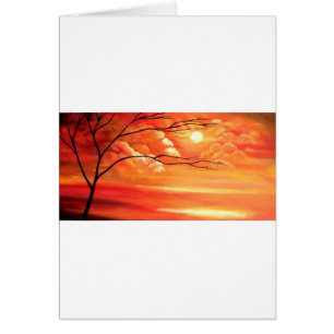 Cartão Árvore abstrato e Sunset Vermelho