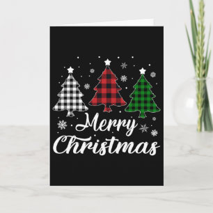 Cartão Árvore Alegre de Natal Xmas Plaid de Búfalo Vermel