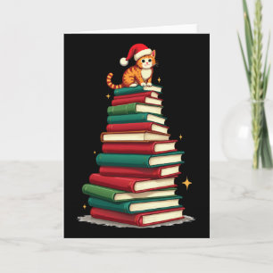 Cartão Árvore Ama Ler Livros Gato Bibliotecário Engraçado