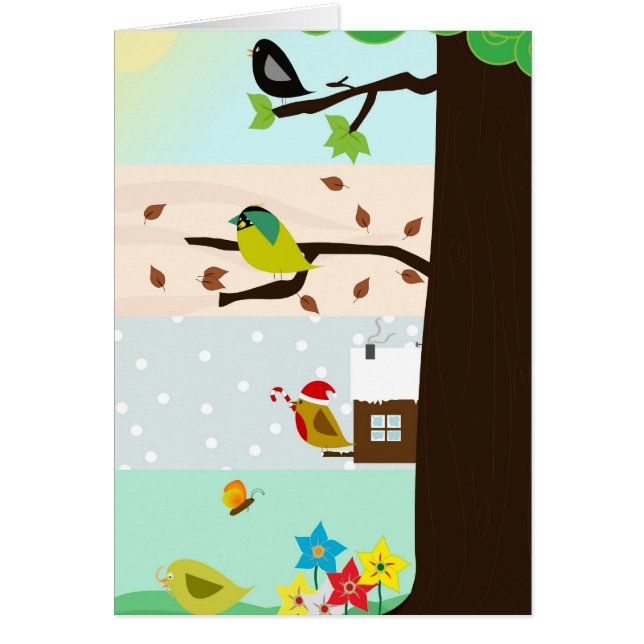 Cartão Árvore ao longo das quatro estações (Frente)