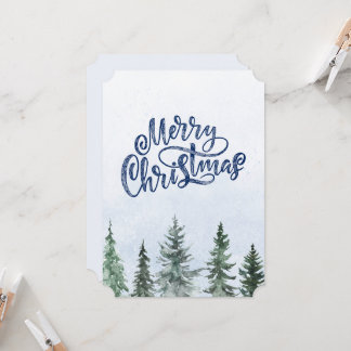 Cartão Árvore Aquarela Não Foto Natal Aquarela