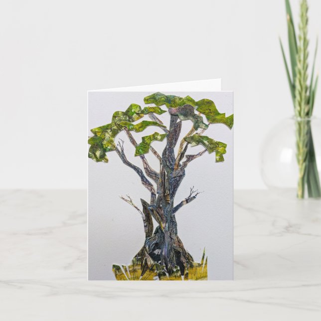 Cartão Árvore Arborizada uma colagem de aquarela (Frente)