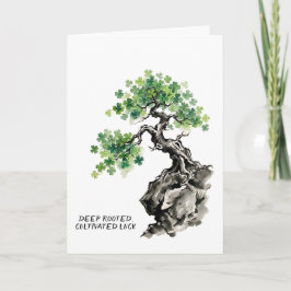 Cartão Árvore Bonsai Trevo Inspirador Dia de São Patrício