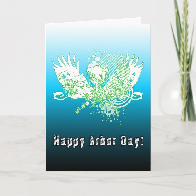 Cartão Árvore de alta fidelidade do Dia da Árvore Feliz (Frente)