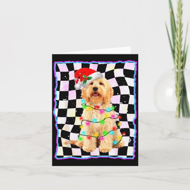 Cartão Árvore de Cachorro Goldendoodle Natal Pet Cães Pre (Frente)