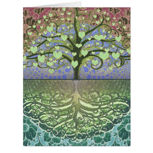 Cartão Árvore de corações e de amor da vida (Frente)
