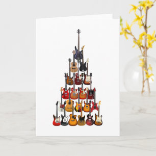 Cartão Árvore de Guitarra Luz de Natal Música Rock