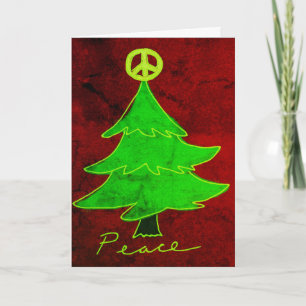 Cartão Árvore de Natal Abstrata Paz Arte