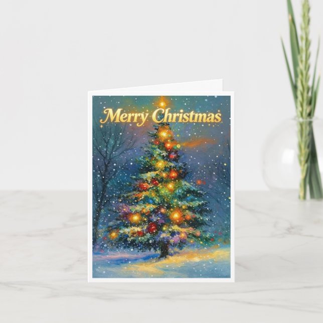Cartão Árvore de Natal alta com Feliz Natal  (Frente)