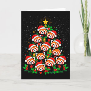 Cartão Árvore de Natal Animal Chapéu de Papai Noel Panda