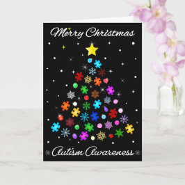 Cartão Árvore de Natal Autism Snowflake