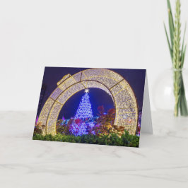 Cartão Árvore de Natal azul emoldurada em uma Bola de Nat