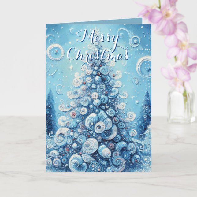 Cartão Árvore de Natal Azul Personalizado Natal (Orquídea)