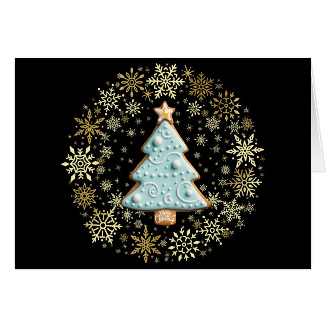 Cartão Árvore de Natal, Biscoito Gingerpão (Frente Horizontal)