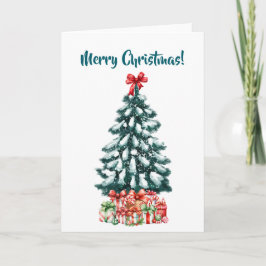Cartão Árvore de Natal Branca Elegante e Nevada
