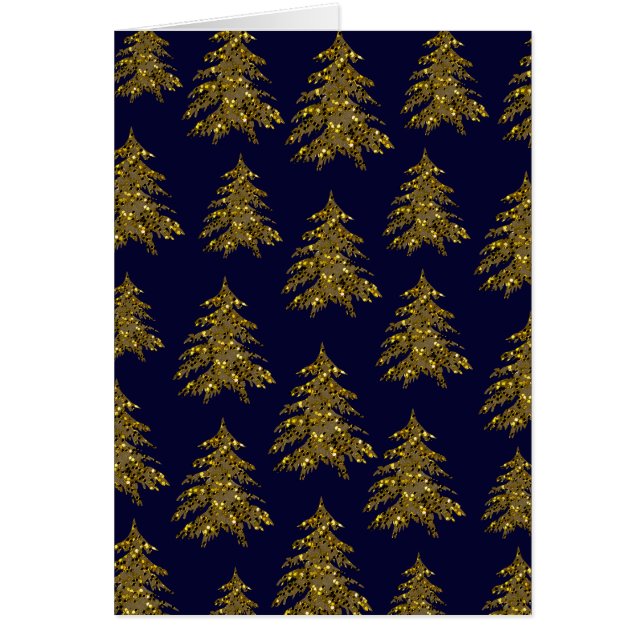 Cartão Árvore de Natal cintilante em azul (Frente)