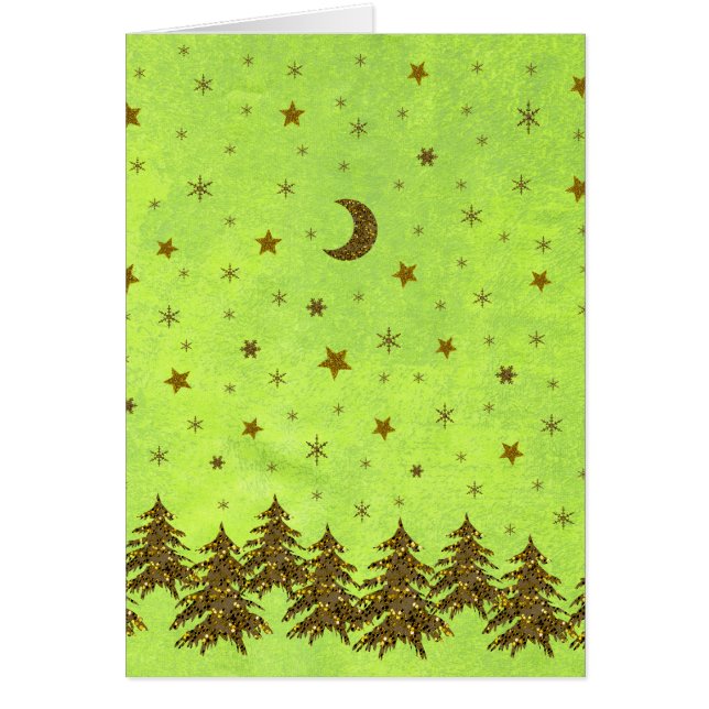 Cartão Árvore de Natal cintilante, estrelas em papel de a (Frente)