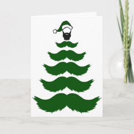 Cartão Árvore de Natal com Bigode Barba Homem Topo Verde