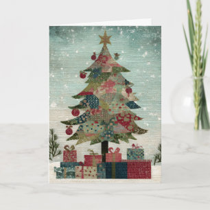 Cartão Árvore de Natal Country Impressão Grande Fácil de
