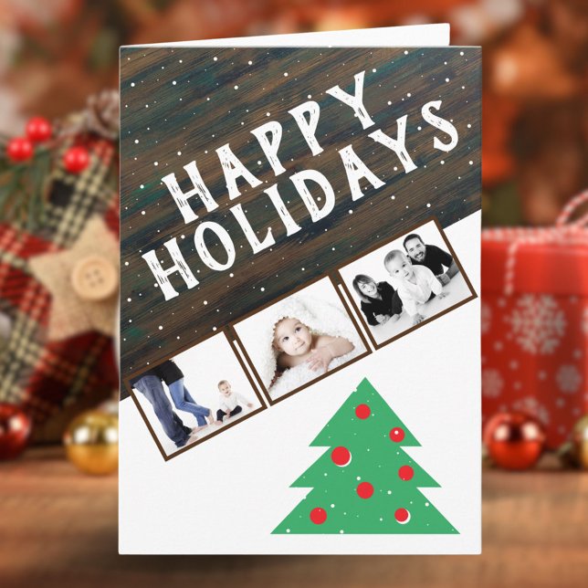 Cartão Árvore de Natal da Madeira russa Vermelha 3 Foto N (Criador carregado)