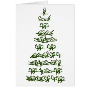 Cartão Árvore de Natal de Aves