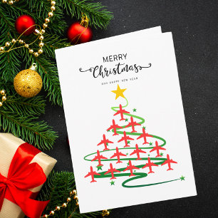 Cartão Árvore de Natal de Avião Fofa & Foto Personalizada