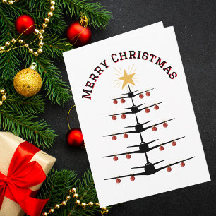 Cartão Árvore de Natal de Avião Foto da Família Personali
