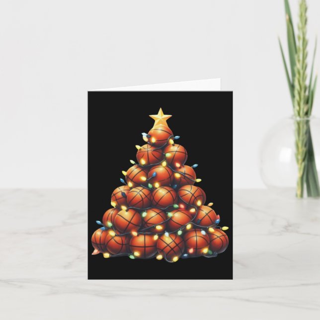 Cartão Árvore de Natal de basquetebol (Frente)