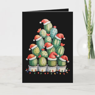 Cartão Árvore de Natal de Cacto Luzes de Natal Suculenta