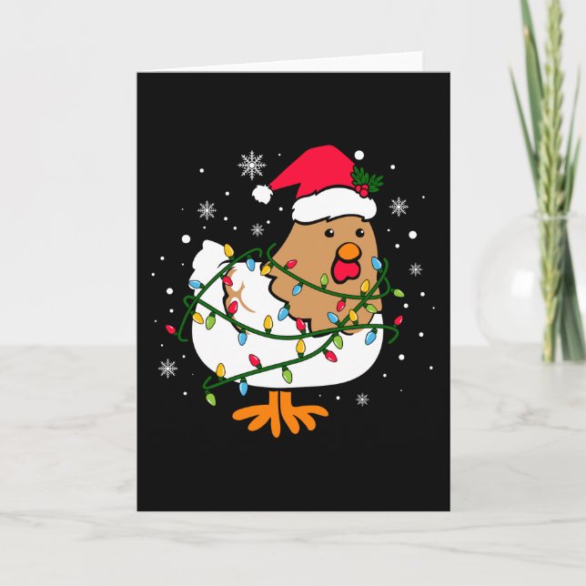 Cartão Árvore de Natal de Frango, Natal dos Amantes de Fr (Frente)