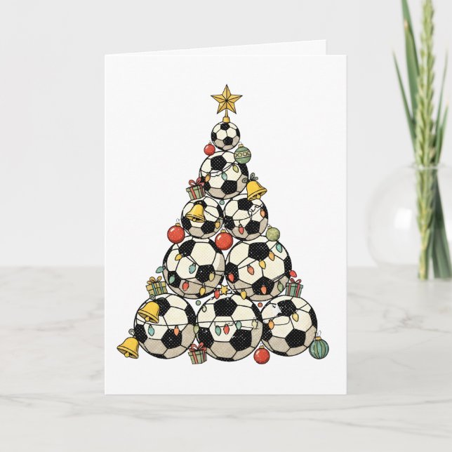 Cartão Árvore de Natal de Futebol (Frente)